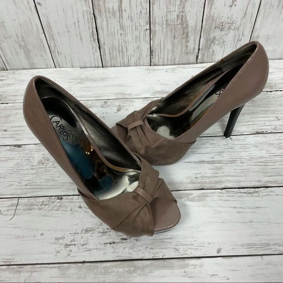 CARLOS Santana Taupe Peep Toe Heel Bow Tie Shoes Size 6 - Picture 12 of 13